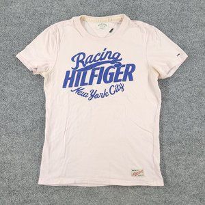 Tommy Hilfiger Shirt Medium Pink Racing Graphic Tee Short Sleeve New York